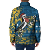 Nauru Christmas Padded Jacket Frigatebird Bird Santa Tribal Waves - Polynesian Pride