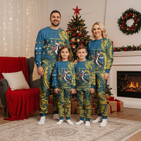 Nauru Christmas Pajama Set Frigatebird Bird Santa Tribal Waves - Polynesian Pride