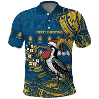 Nauru Christmas Polo Shirt Frigatebird Bird Santa Tribal Waves - Polynesian Pride