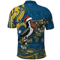 Nauru Christmas Polo Shirt Frigatebird Bird Santa Tribal Waves - Polynesian Pride