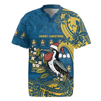 Nauru Christmas Rugby Jersey Frigatebird Bird Santa Tribal Waves - Polynesian Pride