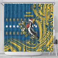 Nauru Christmas Shower Curtain Frigatebird Bird Santa Tribal Waves - Polynesian Pride