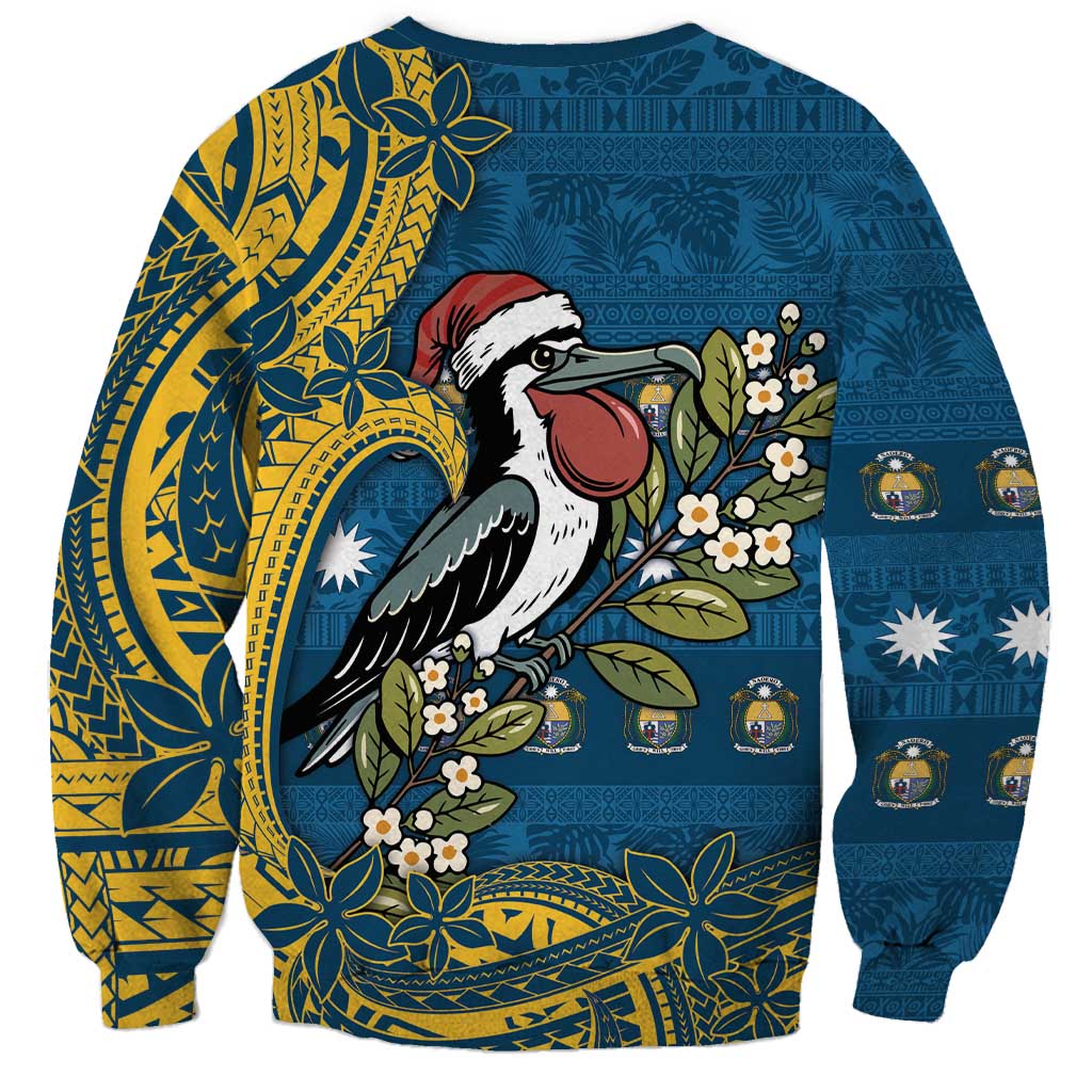 Nauru Christmas Sweatshirt Frigatebird Bird Santa Tribal Waves DT05 - Polynesian Pride