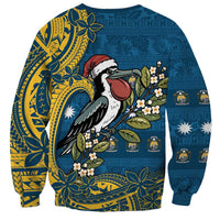 Nauru Christmas Sweatshirt Frigatebird Bird Santa Tribal Waves DT05 - Polynesian Pride