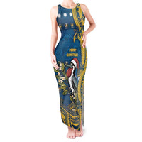 Nauru Christmas Tank Maxi Dress Frigatebird Bird Santa Tribal Waves - Polynesian Pride