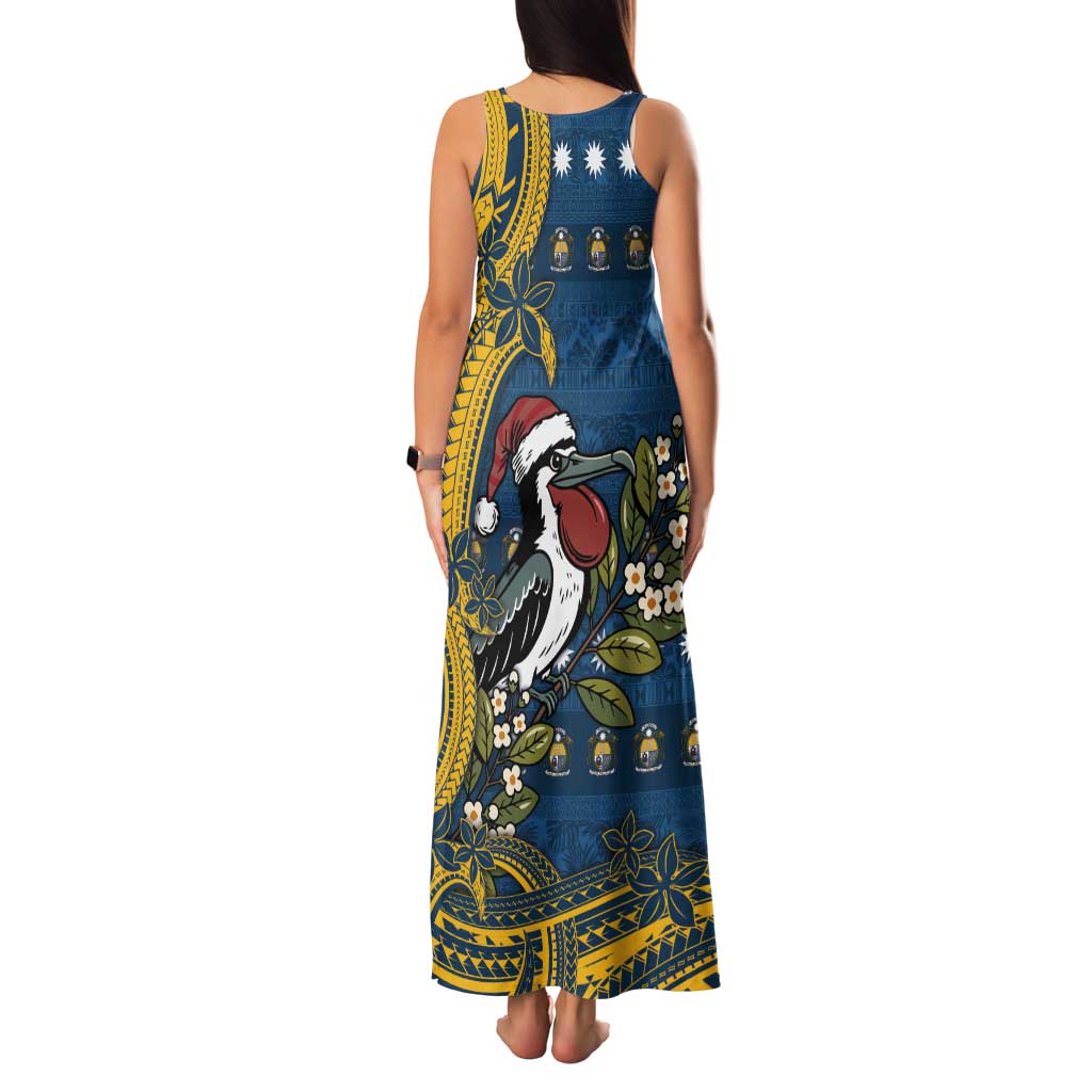 Nauru Christmas Tank Maxi Dress Frigatebird Bird Santa Tribal Waves - Polynesian Pride