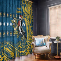 Nauru Christmas Window Curtain Frigatebird Bird Santa Tribal Waves - Polynesian Pride