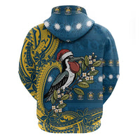 Nauru Christmas Zip Hoodie Frigatebird Bird Santa Tribal Waves DT05 - Polynesian Pride