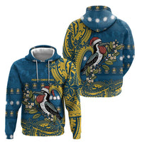 Nauru Christmas Zip Hoodie Frigatebird Bird Santa Tribal Waves DT05 - Polynesian Pride