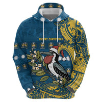 Nauru Christmas Zip Hoodie Frigatebird Bird Santa Tribal Waves DT05 - Polynesian Pride
