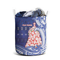 Northern Mariana Islands Christmas Laundry Basket Seashell Xmas Tree Tribal Waves - Polynesian Pride