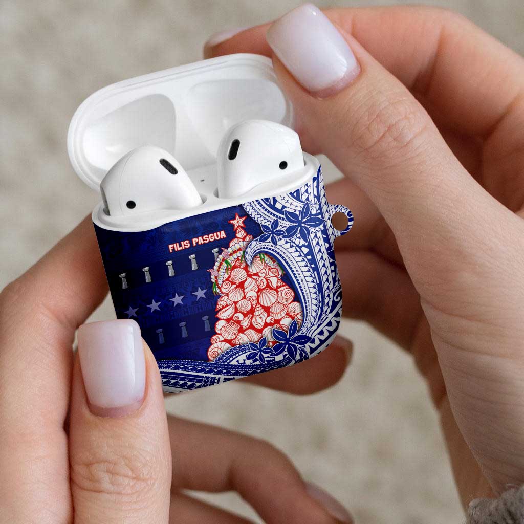 Northern Mariana Islands Christmas AirPods Case Seashell Xmas Tree Tribal Waves - Polynesian Pride