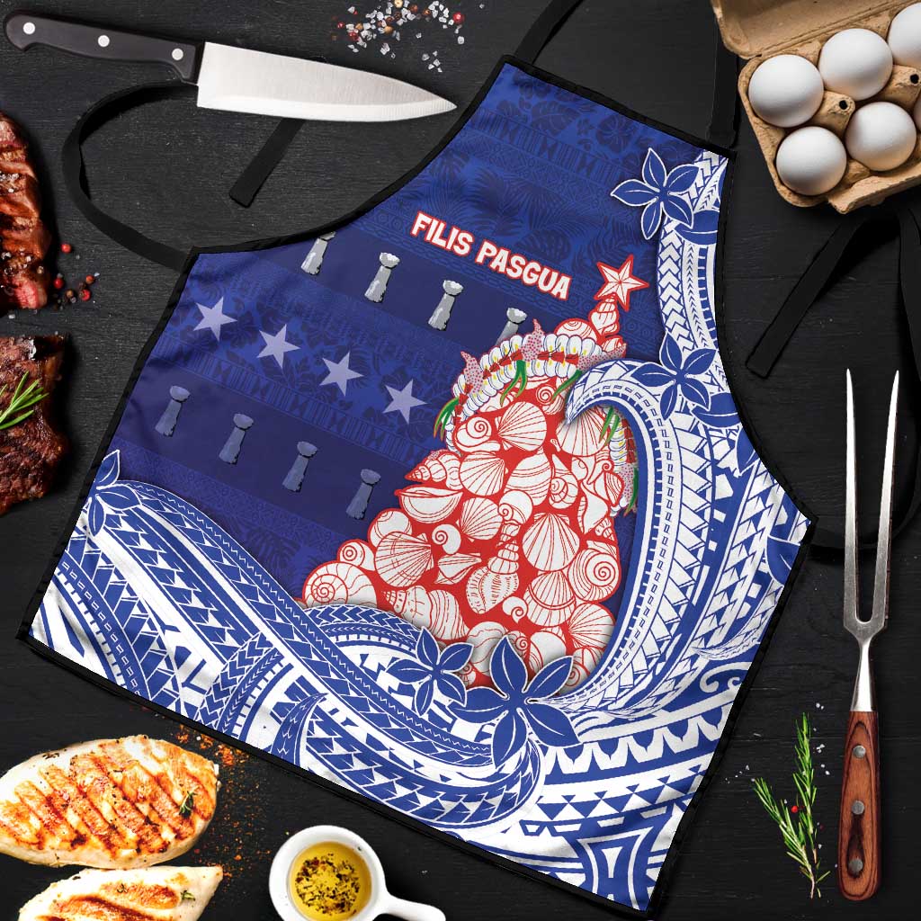 Northern Mariana Islands Christmas Apron Seashell Xmas Tree Tribal Waves - Polynesian Pride