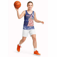 Northern Mariana Islands Christmas Basketball Jersey Seashell Xmas Tree Tribal Waves - Polynesian Pride