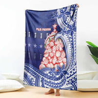 Northern Mariana Islands Christmas Blanket Seashell Xmas Tree Tribal Waves - Polynesian Pride