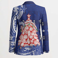 Northern Mariana Islands Christmas Blazer Seashell Xmas Tree Tribal Waves - Polynesian Pride