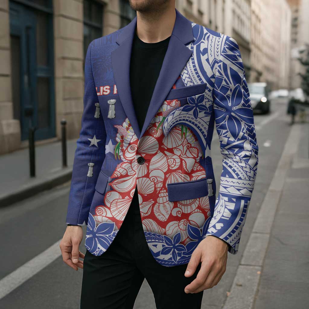 Northern Mariana Islands Christmas Blazer Seashell Xmas Tree Tribal Waves - Polynesian Pride