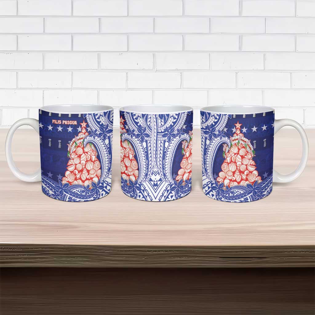 Northern Mariana Islands Christmas Ceramic Mug Seashell Xmas Tree Tribal Waves - Polynesian Pride