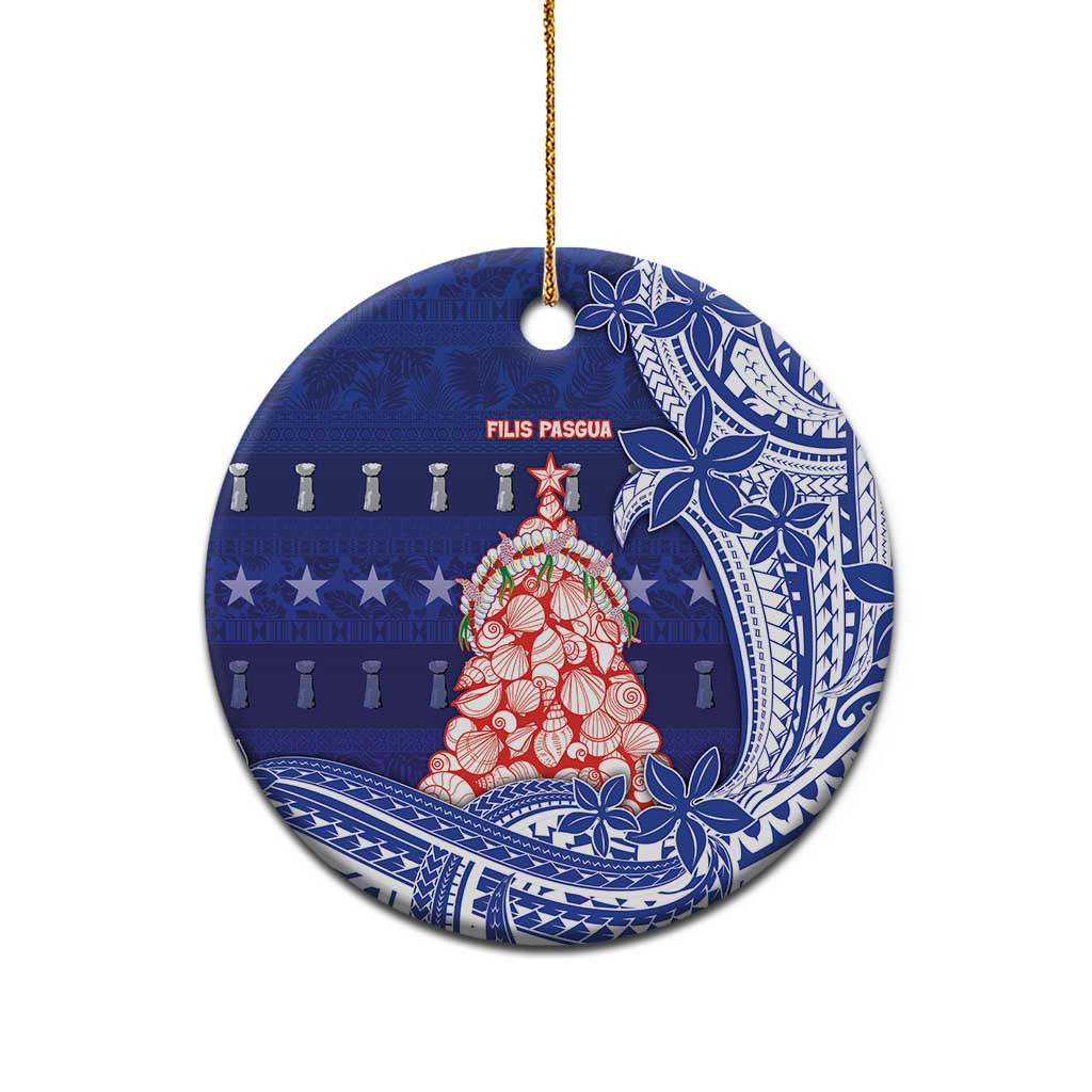 Northern Mariana Islands Christmas Ceramic Ornament Seashell Xmas Tree Tribal Waves - Polynesian Pride