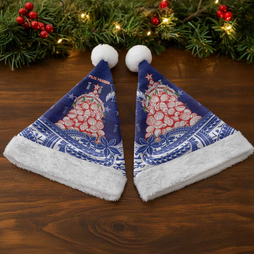 Northern Mariana Islands Christmas Santa Hat Seashell Xmas Tree Tribal Waves - Polynesian Pride