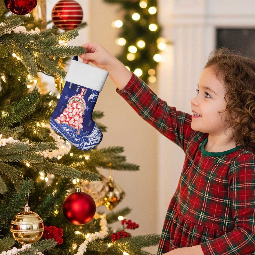 Northern Mariana Islands Christmas Stocking Seashell Xmas Tree Tribal Waves - Polynesian Pride