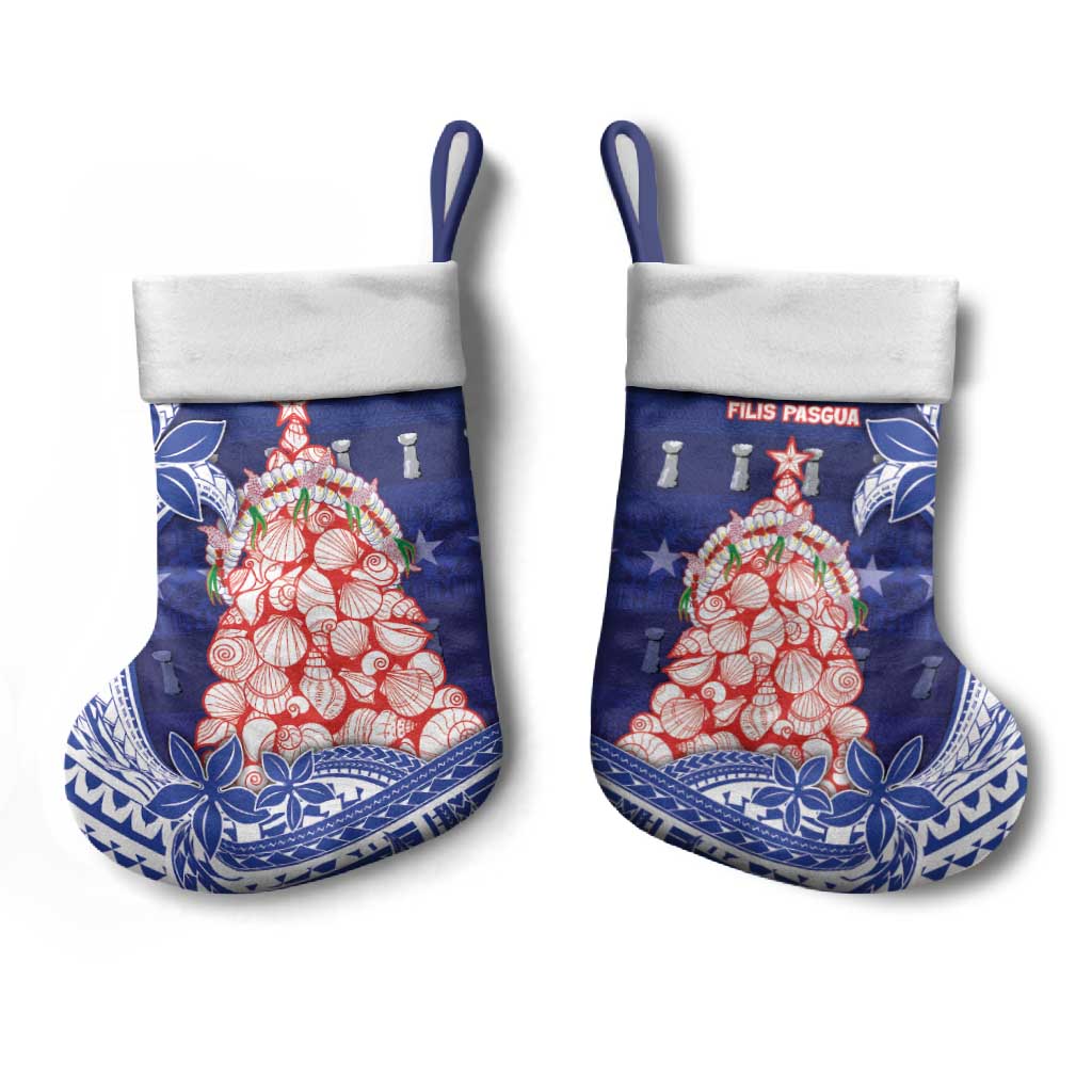Northern Mariana Islands Christmas Stocking Seashell Xmas Tree Tribal Waves - Polynesian Pride