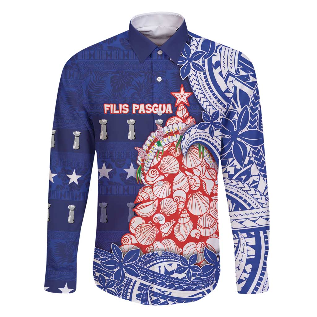 Northern Mariana Islands Christmas Family Matching Long Sleeve Bodycon Dress and Hawaiian Shirt Seashell Xmas Tree Tribal Waves - Polynesian Pride