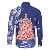 Northern Mariana Islands Christmas Family Matching Tank Maxi Dress and Hawaiian Shirt Seashell Xmas Tree Tribal Waves - Polynesian Pride