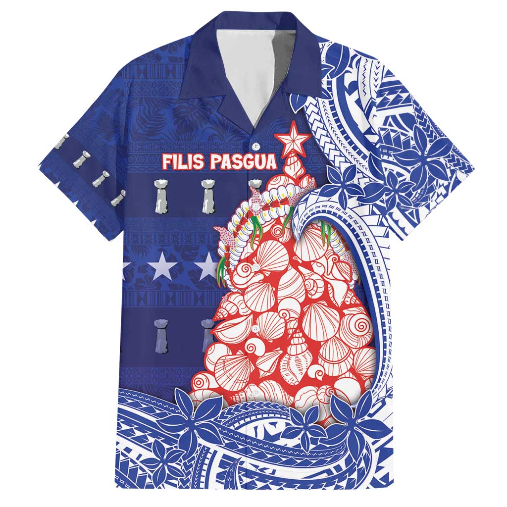 Northern Mariana Islands Christmas Hawaiian Shirt Seashell Xmas Tree Tribal Waves - Polynesian Pride