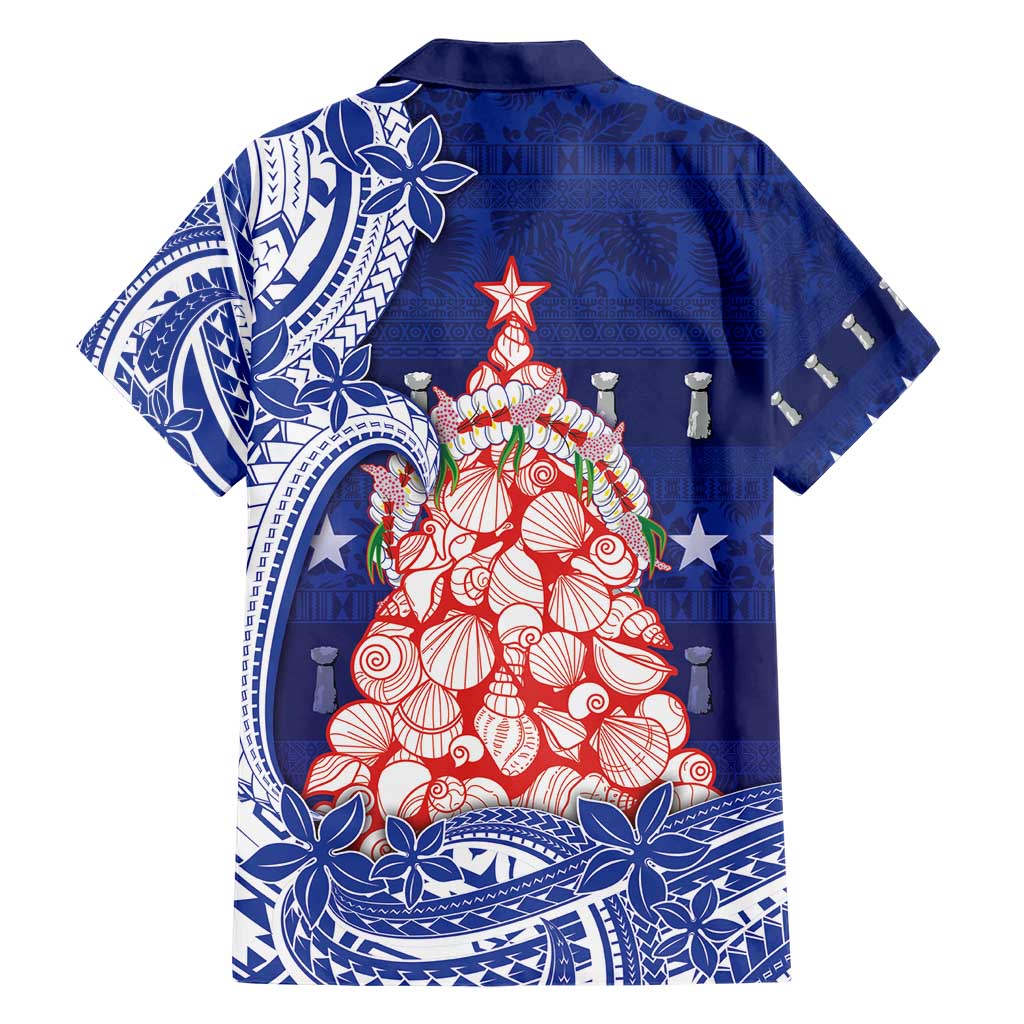 Northern Mariana Islands Christmas Hawaiian Shirt Seashell Xmas Tree Tribal Waves - Polynesian Pride