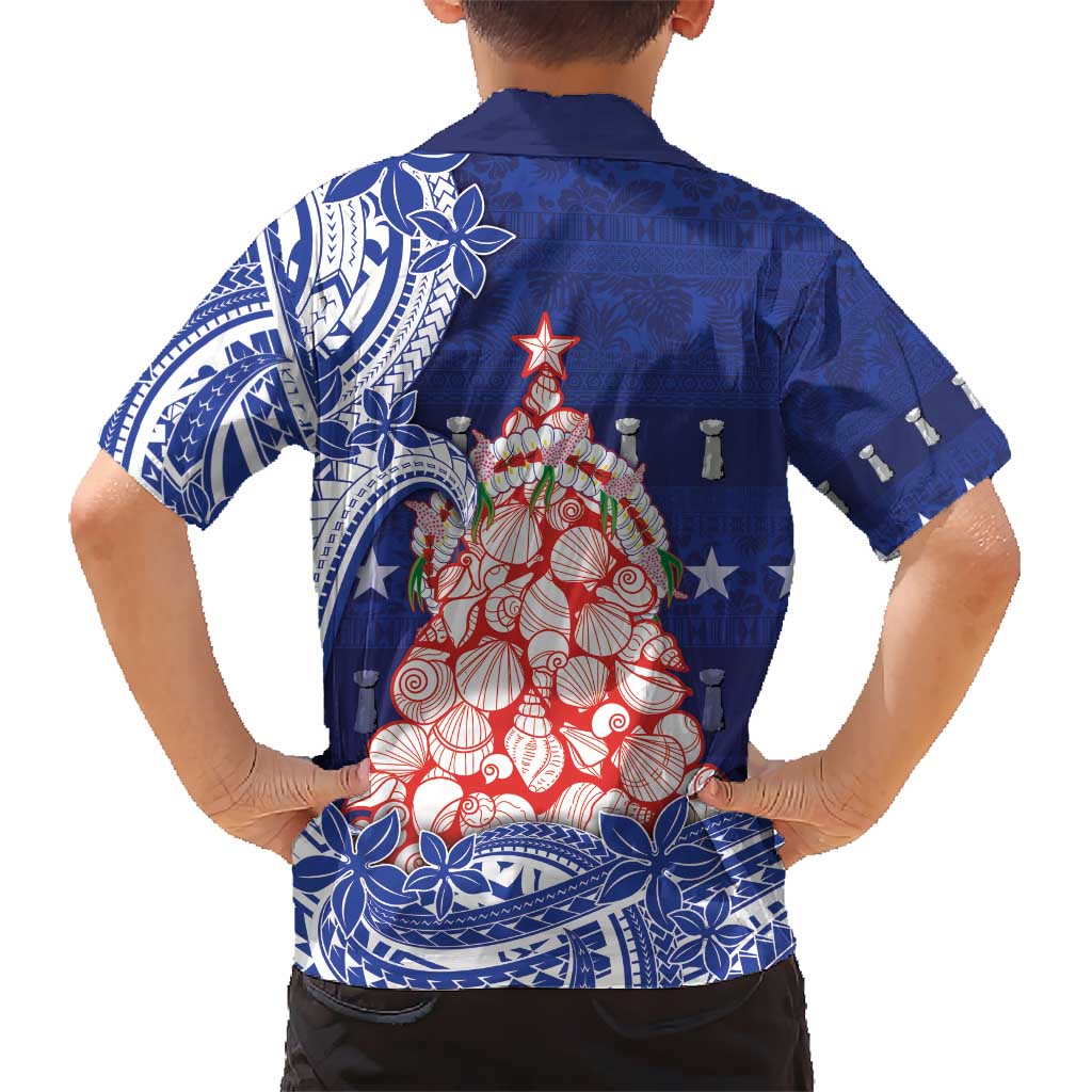 Northern Mariana Islands Christmas Hawaiian Shirt Seashell Xmas Tree Tribal Waves - Polynesian Pride