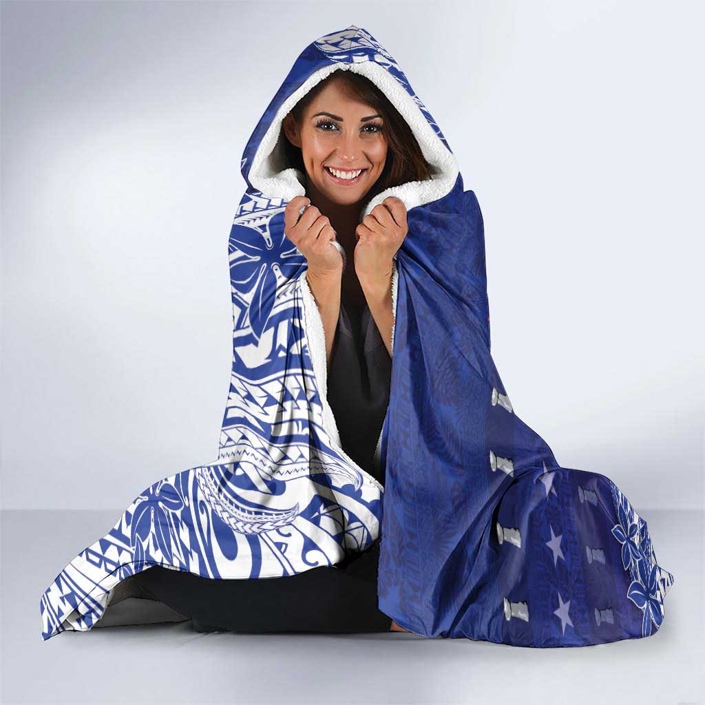 Northern Mariana Islands Christmas Hooded Blanket Seashell Xmas Tree Tribal Waves - Polynesian Pride