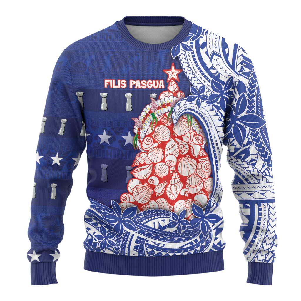 Northern Mariana Islands Christmas Ugly Christmas Sweater Seashell Xmas Tree Tribal Waves - Polynesian Pride