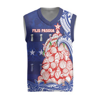 Northern Mariana Islands Christmas Knitted V-Neck Vest Seashell Xmas Tree Tribal Waves - Polynesian Pride