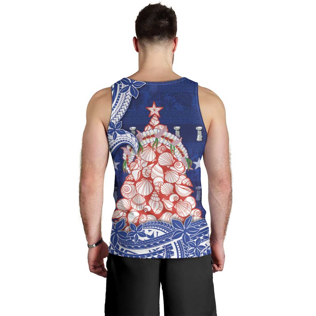 Northern Mariana Islands Christmas Men Tank Top Seashell Xmas Tree Tribal Waves - Polynesian Pride