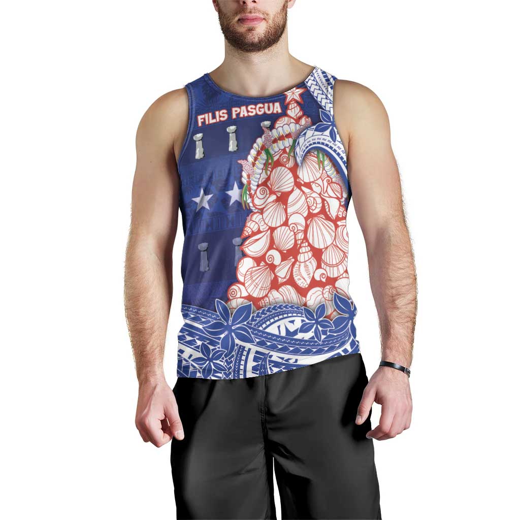 Northern Mariana Islands Christmas Men Tank Top Seashell Xmas Tree Tribal Waves - Polynesian Pride