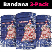 Northern Mariana Islands Christmas Neck Gaiter Seashell Xmas Tree Tribal Waves - Polynesian Pride