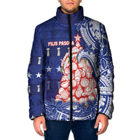 Northern Mariana Islands Christmas Padded Jacket Seashell Xmas Tree Tribal Waves - Polynesian Pride