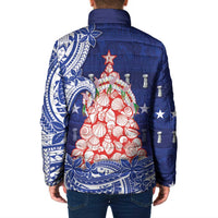 Northern Mariana Islands Christmas Padded Jacket Seashell Xmas Tree Tribal Waves - Polynesian Pride