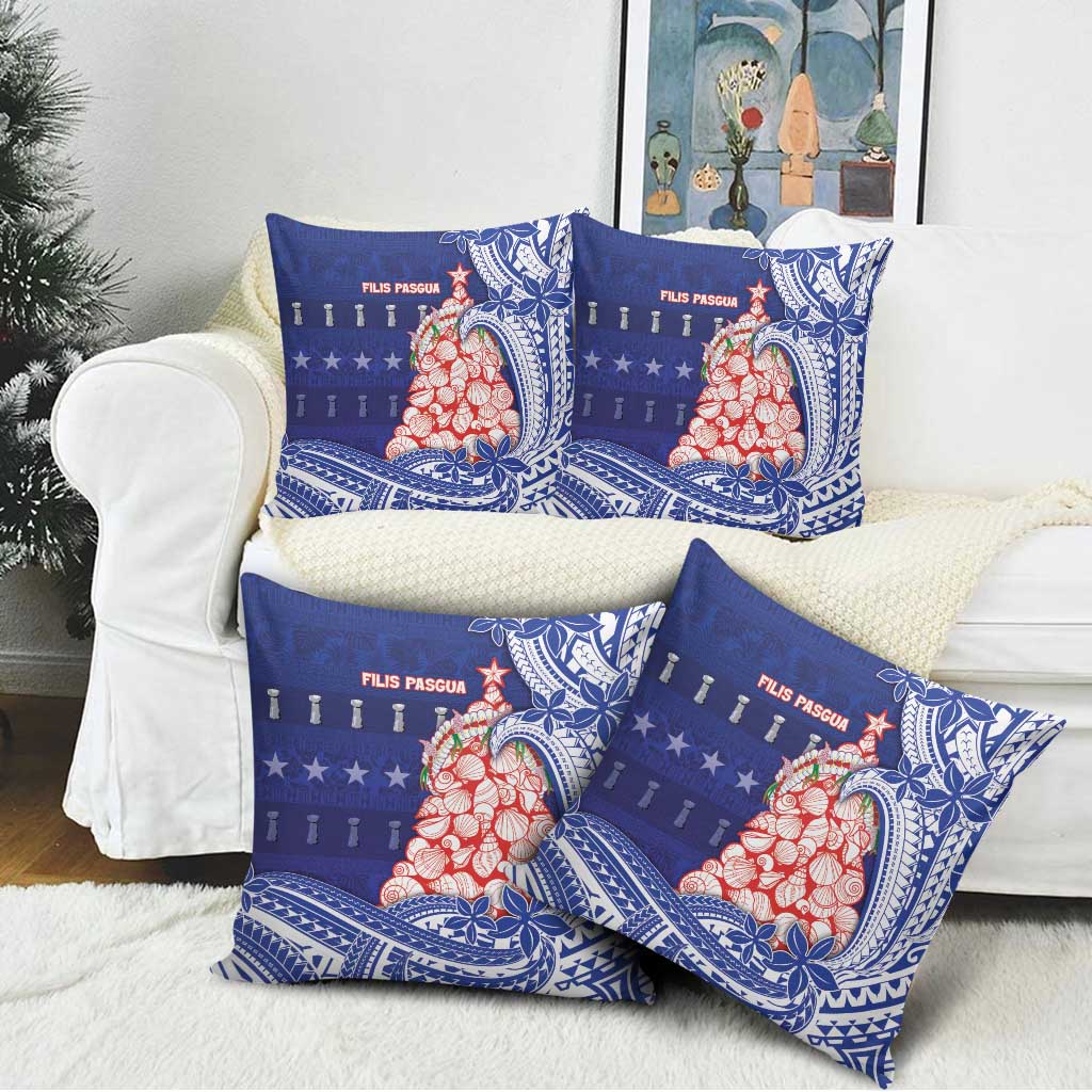 Northern Mariana Islands Christmas Pillow Cover Seashell Xmas Tree Tribal Waves - Polynesian Pride