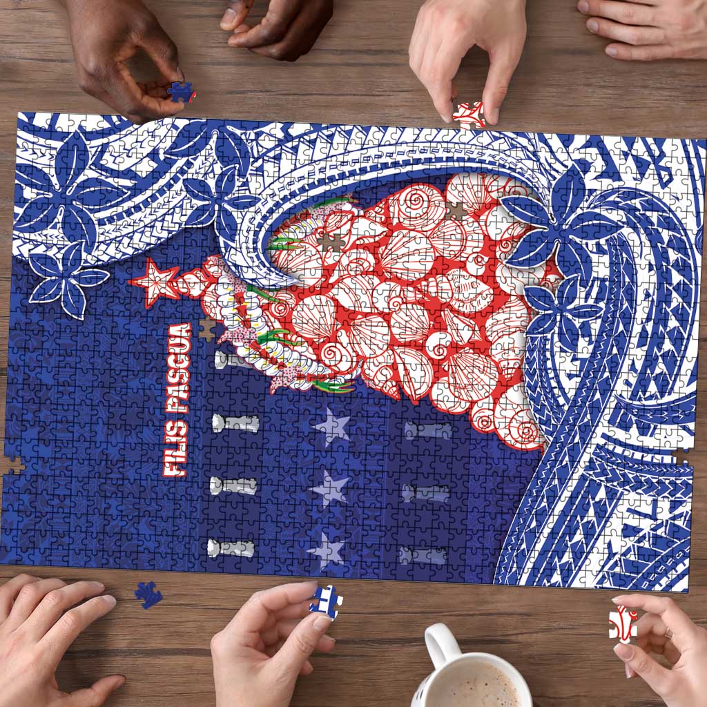 Northern Mariana Islands Christmas Puzzle Seashell Xmas Tree Tribal Waves - Polynesian Pride