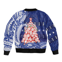 Northern Mariana Islands Christmas Sleeve Zip Bomber Jacket Seashell Xmas Tree Tribal Waves DT05 - Polynesian Pride