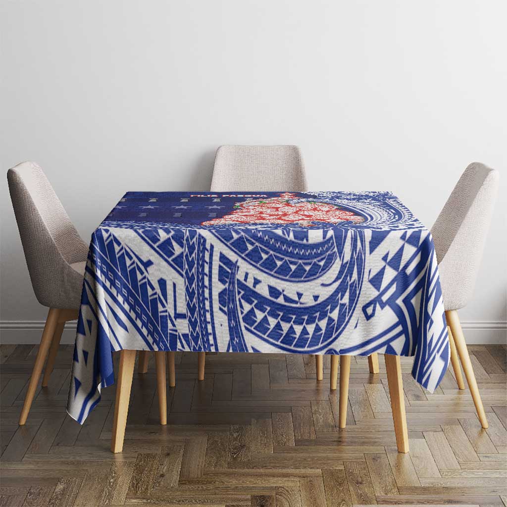 Northern Mariana Islands Christmas Tablecloth Seashell Xmas Tree Tribal Waves - Polynesian Pride