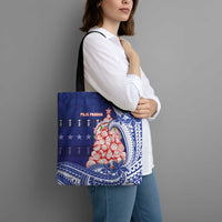 Northern Mariana Islands Christmas Tote Bag Seashell Xmas Tree Tribal Waves - Polynesian Pride