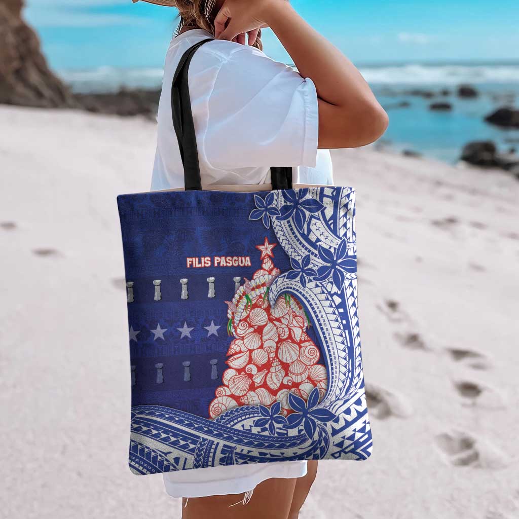 Northern Mariana Islands Christmas Tote Bag Seashell Xmas Tree Tribal Waves - Polynesian Pride