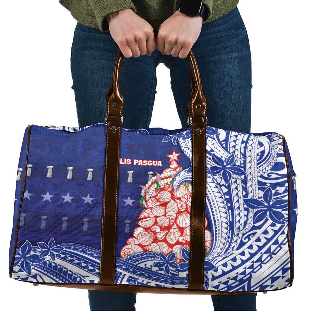 Northern Mariana Islands Christmas Travel Bag Seashell Xmas Tree Tribal Waves - Polynesian Pride