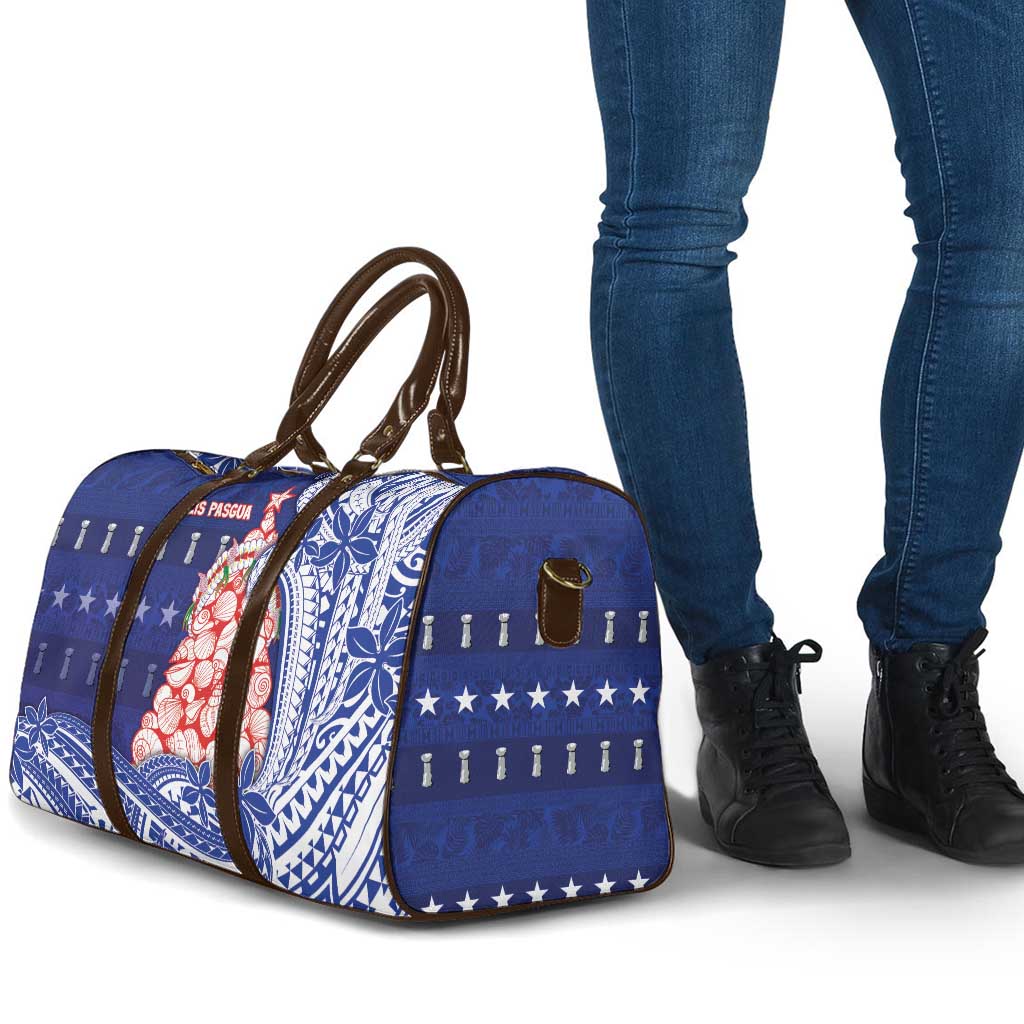 Northern Mariana Islands Christmas Travel Bag Seashell Xmas Tree Tribal Waves - Polynesian Pride