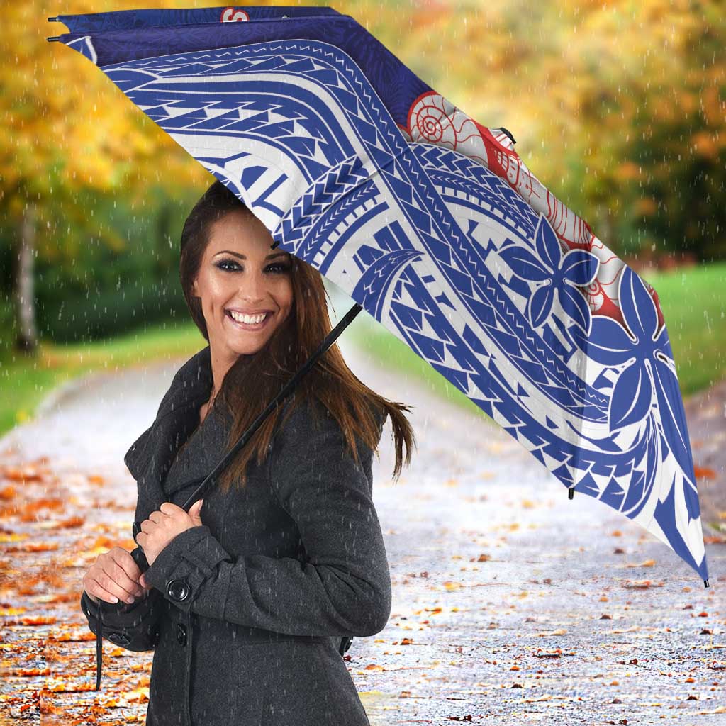 Northern Mariana Islands Christmas Umbrella Seashell Xmas Tree Tribal Waves - Polynesian Pride