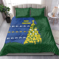 Solomon Islands Christmas Bedding Set Seashell Xmas Tree Tribal Waves - Polynesian Pride