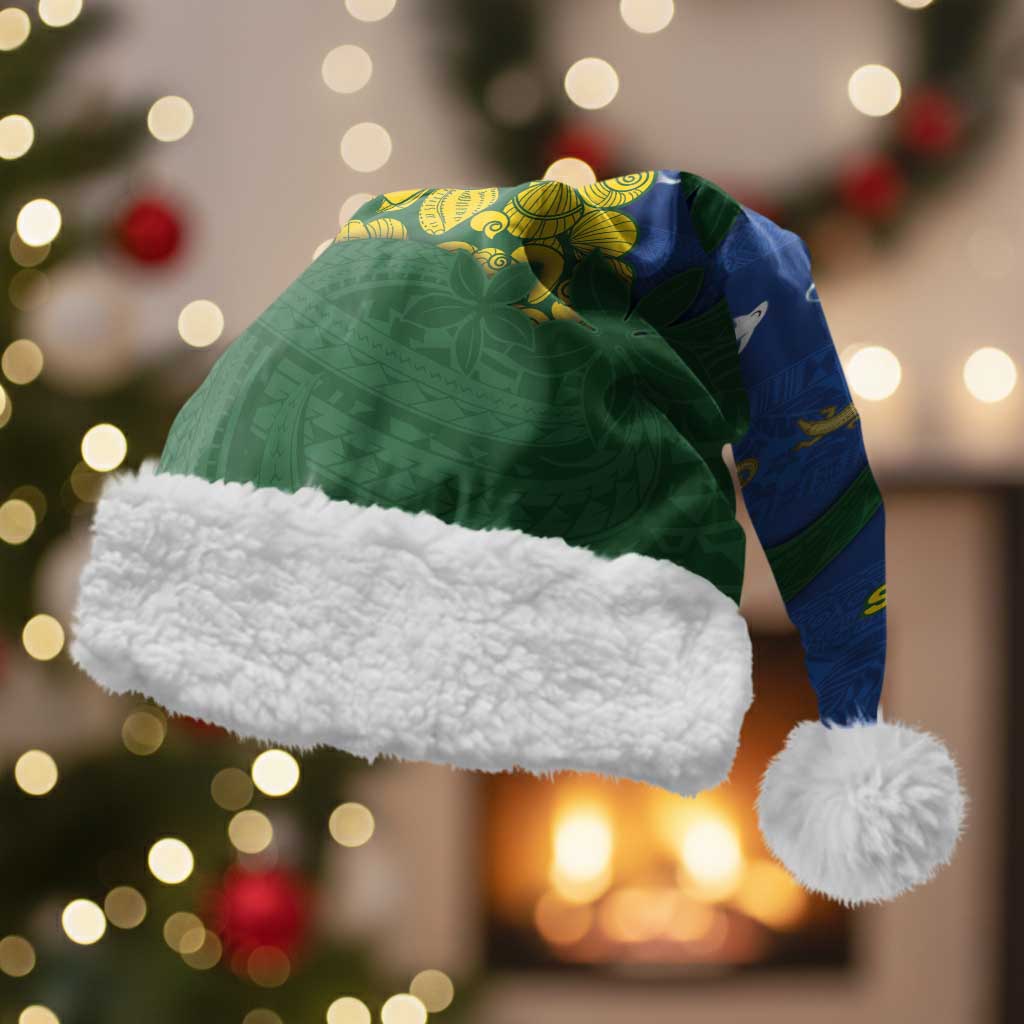 Solomon Islands Christmas Santa Hat Seashell Xmas Tree Tribal Waves - Polynesian Pride